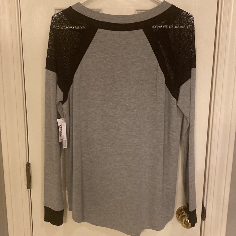 Gray/black Kenzie long sleeve top size large - Picture 2 of 5
